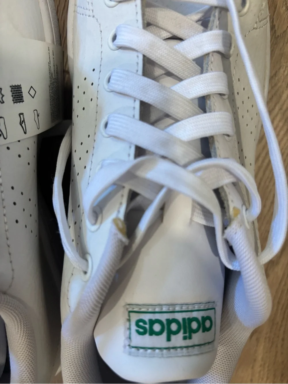 adidas White Leather Sneakers with Green Heel Accents